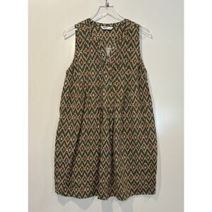 Sonoma Geometric Print Linen‎ Blend Dress Pockets Womens Size Large (1657)